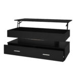 100*50*44cm Hydraulic Height-Adjustable Coffee Table, with LED Lighting, Bluetooth APP Control, Blue Accents