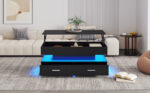 100*50*44cm Hydraulic Height-Adjustable Coffee Table, with LED Lighting, Bluetooth APP Control, Blue Accents - Image 4