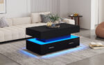 100*50*44cm Hydraulic Height-Adjustable Coffee Table, with LED Lighting, Bluetooth APP Control, Blue Accents - Image 5