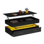 100*50*44cm Hydraulic Height-Adjustable Coffee Table, with LED Lighting, Bluetooth APP Control, Blue Accents - Image 46