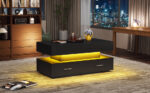 100*50*44cm Hydraulic Height-Adjustable Coffee Table, with LED Lighting, Bluetooth APP Control, Blue Accents - Image 6