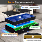 100*50*44cm Hydraulic Height-Adjustable Coffee Table, with LED Lighting, Bluetooth APP Control, Blue Accents - Image 50