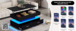 100*50*44cm Hydraulic Height-Adjustable Coffee Table, with LED Lighting, Bluetooth APP Control, Blue Accents - Image 53