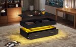 100*50*44cm Hydraulic Height-Adjustable Coffee Table, with LED Lighting, Bluetooth APP Control, Blue Accents - Image 54