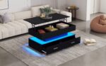 100*50*44cm Hydraulic Height-Adjustable Coffee Table, with LED Lighting, Bluetooth APP Control, Blue Accents - Image 59