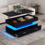 100*50*44cm Hydraulic Height-Adjustable Coffee Table, with LED Lighting, Bluetooth APP Control, Blue Accents - Image 60