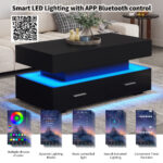 100*50*44cm Hydraulic Height-Adjustable Coffee Table, with LED Lighting, Bluetooth APP Control, Blue Accents - Image 65