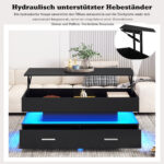 100*50*44cm Hydraulic Height-Adjustable Coffee Table, with LED Lighting, Bluetooth APP Control, Blue Accents - Image 66