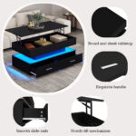 100*50*44cm Hydraulic Height-Adjustable Coffee Table, with LED Lighting, Bluetooth APP Control, Blue Accents - Image 69
