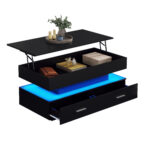 100*50*44cm Hydraulic Height-Adjustable Coffee Table, with LED Lighting, Bluetooth APP Control, Blue Accents - Image 74