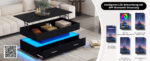 100*50*44cm Hydraulic Height-Adjustable Coffee Table, with LED Lighting, Bluetooth APP Control, Blue Accents - Image 79