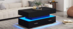 100*50*44cm Hydraulic Height-Adjustable Coffee Table, with LED Lighting, Bluetooth APP Control, Blue Accents - Image 9