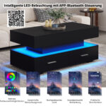 100*50*44cm Hydraulic Height-Adjustable Coffee Table, with LED Lighting, Bluetooth APP Control, Blue Accents - Image 80
