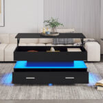 100*50*44cm Hydraulic Height-Adjustable Coffee Table, with LED Lighting, Bluetooth APP Control, Blue Accents - Image 82