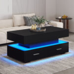 100*50*44cm Hydraulic Height-Adjustable Coffee Table, with LED Lighting, Bluetooth APP Control, Blue Accents - Image 83