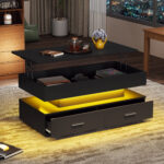 100*50*44cm Hydraulic Height-Adjustable Coffee Table, with LED Lighting, Bluetooth APP Control, Blue Accents - Image 84