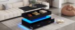 100*50*44cm Hydraulic Height-Adjustable Coffee Table, with LED Lighting, Bluetooth APP Control, Blue Accents - Image 10