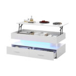 100*50*44cm Hydraulic Height-Adjustable Coffee Table, with LED Lighting, Bluetooth APP Control, White Accents - Image 11