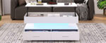 100*50*44cm Hydraulic Height-Adjustable Coffee Table, with LED Lighting, Bluetooth APP Control, White Accents - Image 12