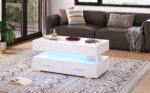 100*50*44cm Hydraulic Height-Adjustable Coffee Table, with LED Lighting, Bluetooth APP Control, White Accents - Image 17