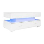 100*50*44cm Hydraulic Height-Adjustable Coffee Table, with LED Lighting, Bluetooth APP Control, White Accents - Image 41