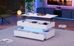 100*50*44cm Hydraulic Height-Adjustable Coffee Table, with LED Lighting, Bluetooth APP Control, White Accents - Image 44