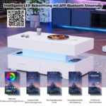100*50*44cm Hydraulic Height-Adjustable Coffee Table, with LED Lighting, Bluetooth APP Control, White Accents - Image 56