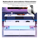 100*50*44cm Hydraulic Height-Adjustable Coffee Table, with LED Lighting, Bluetooth APP Control, White Accents - Image 58