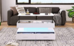 100*50*44cm Hydraulic Height-Adjustable Coffee Table, with LED Lighting, Bluetooth APP Control, White Accents - Image 6