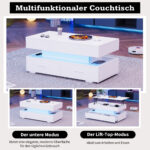 100*50*44cm Hydraulic Height-Adjustable Coffee Table, with LED Lighting, Bluetooth APP Control, White Accents - Image 60