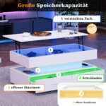 100*50*44cm Hydraulic Height-Adjustable Coffee Table, with LED Lighting, Bluetooth APP Control, White Accents - Image 62