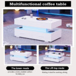 100*50*44cm Hydraulic Height-Adjustable Coffee Table, with LED Lighting, Bluetooth APP Control, White Accents - Image 64