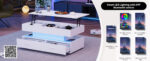 100*50*44cm Hydraulic Height-Adjustable Coffee Table, with LED Lighting, Bluetooth APP Control, White Accents - Image 67