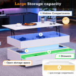 100*50*44cm Hydraulic Height-Adjustable Coffee Table, with LED Lighting, Bluetooth APP Control, White Accents - Image 70