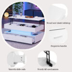 100*50*44cm Hydraulic Height-Adjustable Coffee Table, with LED Lighting, Bluetooth APP Control, White Accents - Image 73