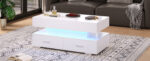 100*50*44cm Hydraulic Height-Adjustable Coffee Table, with LED Lighting, Bluetooth APP Control, White Accents - Image 8