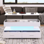 100*50*44cm Hydraulic Height-Adjustable Coffee Table, with LED Lighting, Bluetooth APP Control, White Accents - Image 81