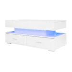 100*50*44cm Hydraulic Height-Adjustable Coffee Table, with LED Lighting, Bluetooth APP Control, White Accents - Image 93