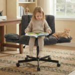 Home office chair, swivel chair, desk chair with casters, rotatable office chair with foldable armre - Image 10