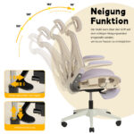Foldable Ergonomic Office Chair, Space-Saving Folding Chair with Lumbar Support, Full Mesh Sliding Cushion - Image 3
