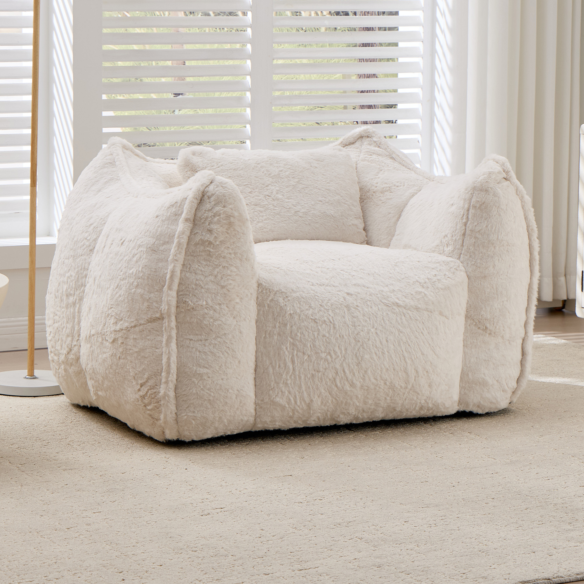 Giant Bean Bag Chair with pillow, Comfy Large Bean Bag Chairs for Adults and Kids, Faux Fur Floor So