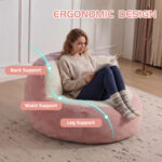 Oversized Bean Bag Chairs,Multicolor Faux Fur Couch Filled with Shredded Sponge,Large Lounger Sofa F - Image 5