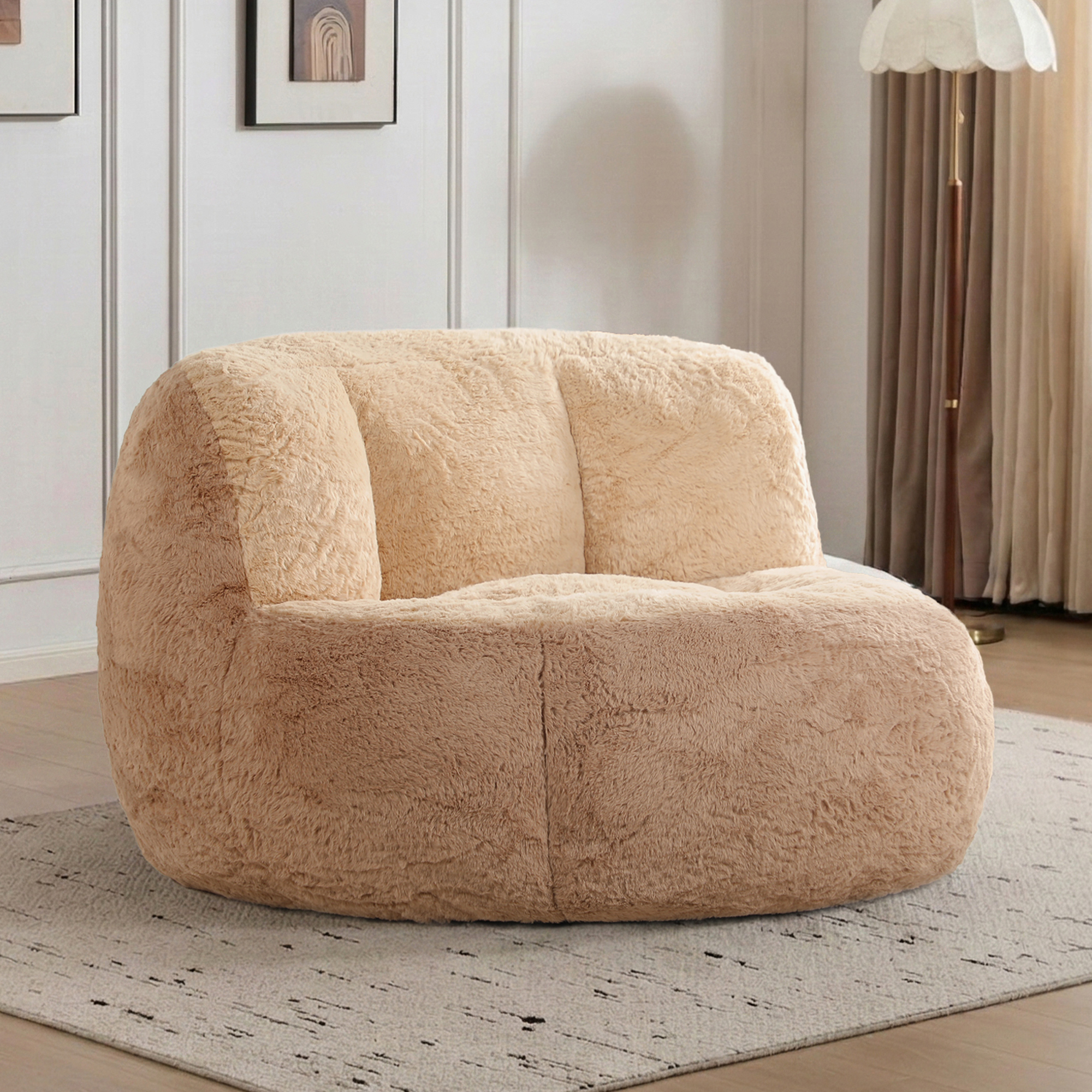 Oversized Bean Bag Chairs,Multicolor Faux Fur Couch Filled with Shredded Sponge,Large Lounger Sofa F