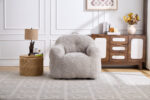 Beanbagová židle s drcenou houbovou výplní, Faux fur beanbagová pohovka s opěrkami rukou, do obývacího pokoje, B - Obrázek 19