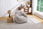 Beanbagová židle s drcenou houbovou výplní, Faux fur beanbagová pohovka s opěrkami rukou, do obývacího pokoje, B - Obrázek 20