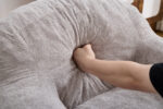 Beanbagová židle s drcenou houbovou výplní, Faux fur beanbagová pohovka s opěrkami rukou, do obývacího pokoje, B - Obrázek 24