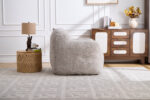 Beanbagová židle s drcenou houbovou výplní, Faux fur beanbagová pohovka s opěrkami rukou, do obývacího pokoje, B - Obrázek 25