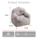 Beanbagová židle s drcenou houbovou výplní, Faux fur beanbagová pohovka s opěrkami rukou, do obývacího pokoje, B - Obrázek 3