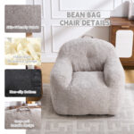 Beanbagová židle s drcenou houbovou výplní, Faux fur beanbagová pohovka s opěrkami rukou, do obývacího pokoje, B - Obrázek 4