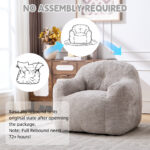 Beanbagová židle s drcenou houbovou výplní, Faux fur beanbagová pohovka s opěrkami rukou, do obývacího pokoje, B - Obrázek 7